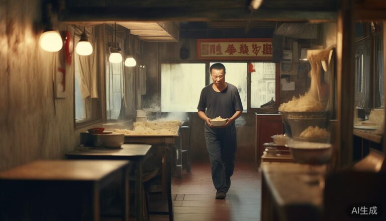 面馆老板端面上桌